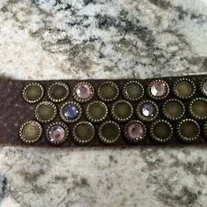 Accessories | Brown Leather Belt With Pink Purple Crystal  display picture 2